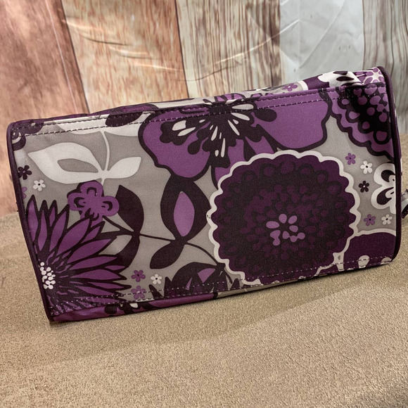 Thirty-One Gifts Purple Floral Zip Top Stay Open Organizing Cosmetic Pouch Bag - Picture 4 of 5